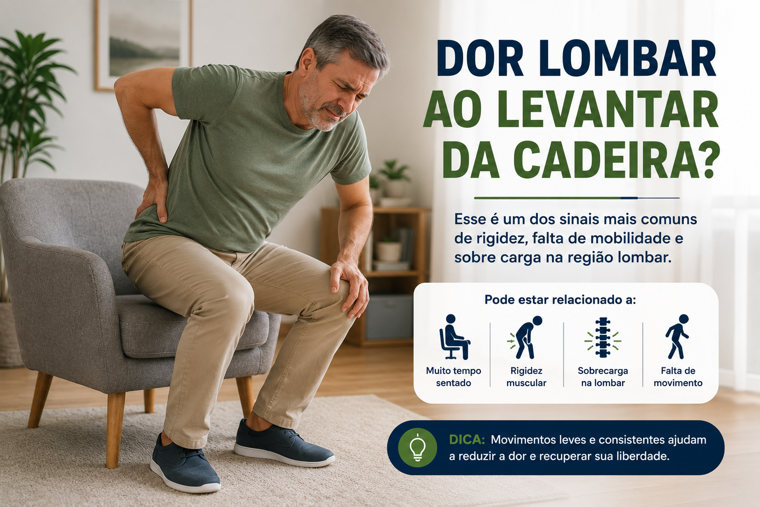 Dor lombar ao levantar da cadeira após ficar muito tempo sentado