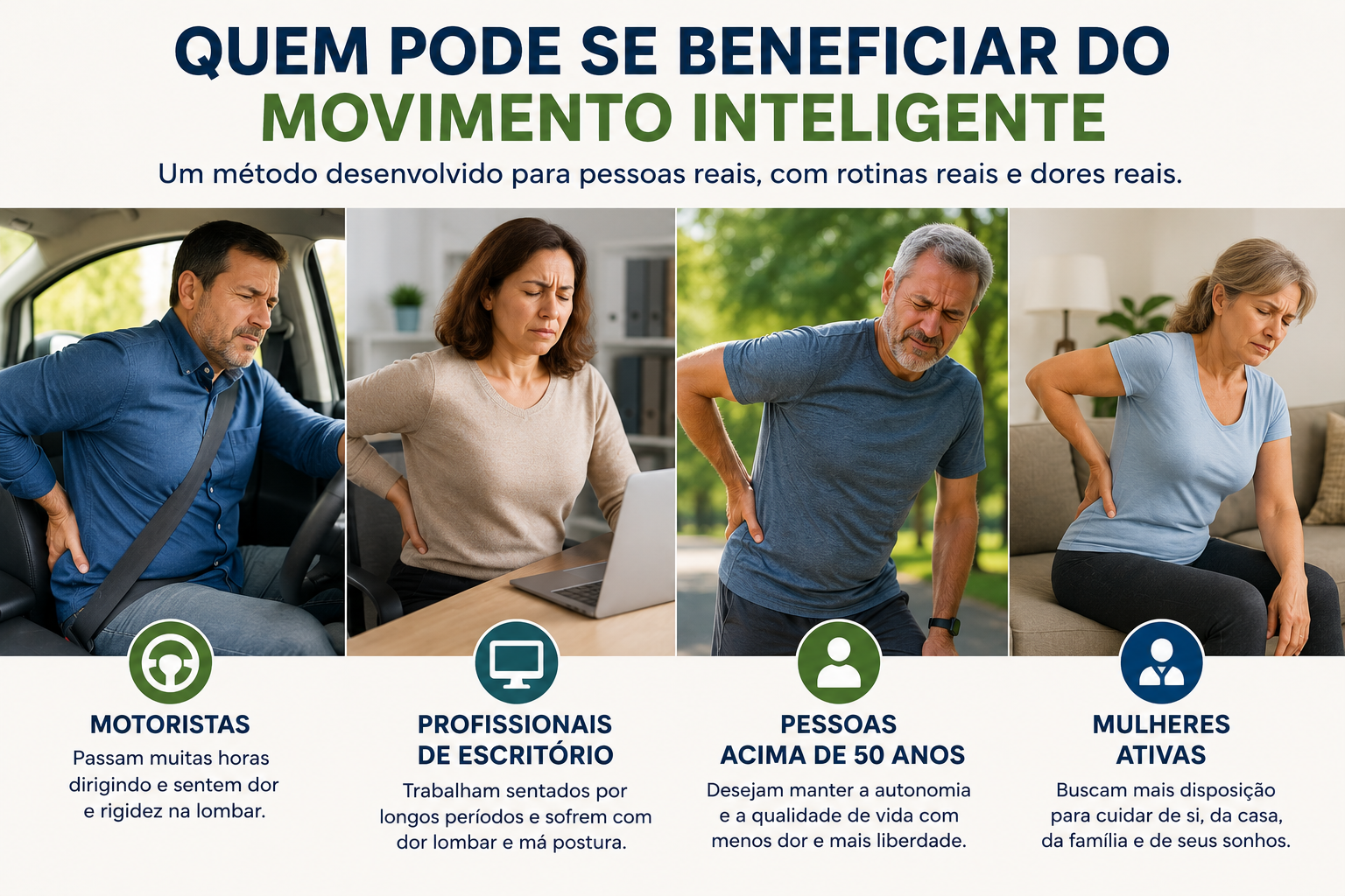 Pessoas que sofrem com dor lombar e perda de mobilidade
